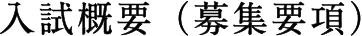 入試概要（募集要項）