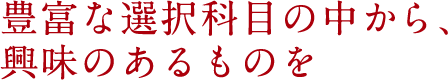豊富な選択科目の中から、 興味のあるものを